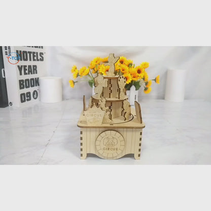 Circus Rotational Music Box 3D Mechanical Wooden Puzzle