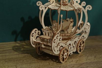 Pumpkin Princess Carriage 3D Mechanical Wooden Puzzle Large