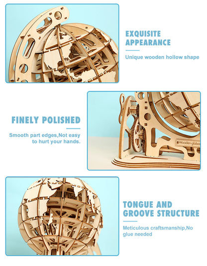 Rotatable Globe 3D Mechanical Wooden Puzzle