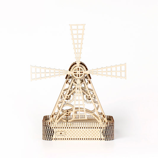 Rotatable Windmill 3D Mechanical Wooden Puzzle With Music Box